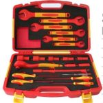 VDE 1000V Insulated 20-Piece 1/2" Tool Set | Metric Sockets 13–30mm, Reversible Ratchet Wrench, 250mm Extension Bar, Open-End Wrenches, Phillips & Slotted Screwdrivers & Voltage Tester | Ergonomic Dual-Color Design | 10000V High Voltage Tested | DIN EN IEC 60900:2018 Certified | PHC20P1/2