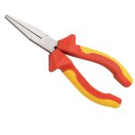 1000V VDE Insulated Flat Nose Pliers, Bi-Color Double Injection Molded Handle, Ergonomic Design, 60CrV Alloy Steel Forged, DIN EN IEC 60900:2018 Certified Electrician Hand Tool