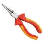 1000V VDE Insulated Round Nose Pliers, Bi-Color Double Injection Molded Handle, CRV Alloy Steel Forged, Ergonomic Electrician Tool, DIN EN IEC 60900:2018 Certified