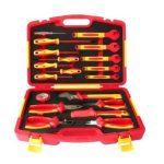 VDE 1000V Insulated 19-Piece Tool Set | Combination, Diagonal Cutting, Long Nose & Wire Stripping Pliers | Adjustable Wrench, Cable Knife, Voltage Tester, Open-End Wrenches & Phillips/Slotted Screwdrivers | Ergonomic Dual-Color Design | 10000V High Voltage Tested | DIN EN IEC 60900:2018 Certified | PHC19A