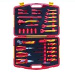 VDE 1000V Insulated 29-Piece 1/2" Tool Set | 1/2" Metric Sockets & Deep Sockets, Extension Bars, Ratchet/Handle, Adjustable & Open-End Wrenches, Combination/Needle Nose/Diagonal Pliers, Electrician's Knife, Screwdrivers & Voltage Tester | H4–H8 Hex Sockets | Ergonomic Dual-Color Design | 10000V High Voltage Tested | DIN EN IEC 60900:2018 Certified | PHC29G