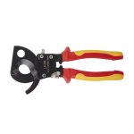 VDE 1000V Insulated Ratchet Cable Cutters, Bi-Color Double Injection Molded Handle, 60CrV Alloy Steel Forged, Ergonomic Electrician Tool, DIN EN IEC 60900:2018 Certified