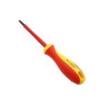 1000V VDE Insulated Slotted Screwdriver, S2 Alloy Steel Blade, Bi-Color Double Injection Molded Handle, Ergonomic Electrician Tool, DIN EN IEC 60900:2018 Certified