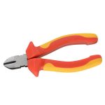 1000V VDE Insulated Diagonal Cutting Pliers, Bi-Color Double Injection Molded Handle, Ergonomic Design, 60CrV Alloy Steel Forged, DIN EN IEC 60900:2018 Certified Electrician Tool