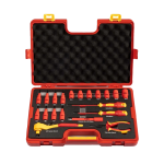 VDE 1000V Insulated 20-Piece 3/8" Tool Set | 3/8" Ratchet Wrench, Extension Bars, Hex & Screwdriver Sockets, Torx Sockets, Phillips & Slotted Screwdrivers, Needle Nose Pliers | 8–14mm Metric Sockets | T20–T30 Torx | Ergonomic Dual-Color Design | 10000V High Voltage Tested | DIN EN IEC 60900:2018 Certified | PHC20Y