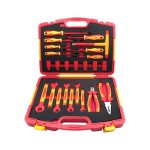 VDE 1000V Insulated 24-Piece 1/2" Tool Set | Metric Sockets 10–19mm, Open-End Wrenches 10–18mm, T-Handle Wrench, Combination Pliers, Diagonal Cutters & Slotted/Phillips Screwdrivers | Ergonomic Dual-Color Injection Molded Design | 10000V High Voltage Tested | DIN EN IEC 60900:2018 Certified | PHC24A