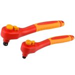 VDE Insulated 1/4" Reversible Quick-Release Ratchet Wrench | Ergonomic Dual-Color Injection Molded Handle | Forged Cr-Mo Steel | 1000V High Voltage Tested | DIN EN IEC 60900:2018 Certified