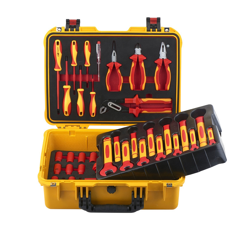 O1CN01mlvIcy1SlUtAR41he_!!783042287 VDE 1000V Insulated 46-Piece Tool Set | Metric Sockets 10–32mm, Hexagon Sockets 4–10mm, Ratchet & T-Handle Wrenches, Extension Bars, Open-End & Double Offset Ring Spanners | Combination, Long Nose, Diagonal Cutting & Water Pump Pliers | Slotted & Phillips Screwdrivers, Voltage Tester | Heavy-Duty Waterproof Tool Case 460×360×160mm | Ergonomic Dual-Color Design | 10000V High Voltage Tested | DIN EN IEC 60900:2018 Certified | PHC46 - Image 1