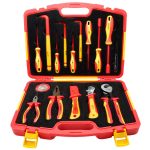VDE 1000V Insulated 16-Piece Tool Set | Slotted & Phillips Screwdrivers, Allen Keys, Nut Drivers, Adjustable Wrench, Combination Pliers, Water Pump Pliers, Bent Nose Pliers & Cable Cutter | Voltage Tester & Insulating Tape | Ergonomic Dual-Color Design | 10000V High Voltage Tested | DIN EN IEC 60900:2018 Certified | PHC16PD